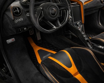 Op maat gemaakte lederen automatten voor McLaren Super Series | Luxe vloermatten op maat