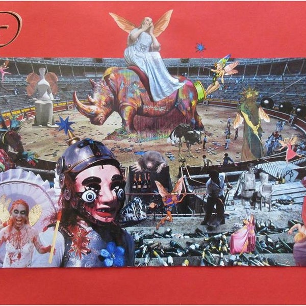Photo print of different formats of a surreal handmade paper collage from the Fairies series: "Les Fées Roce"