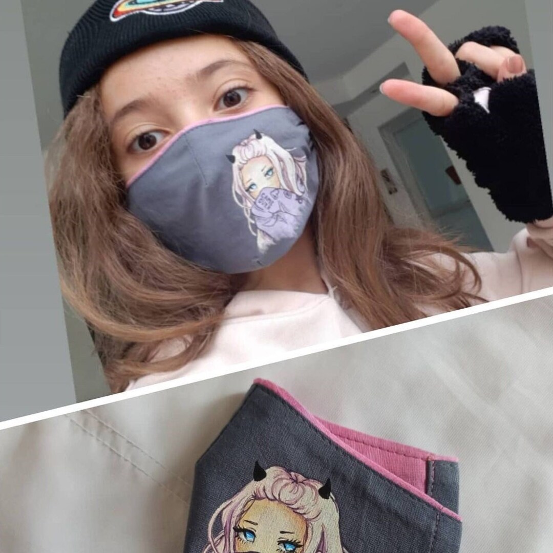 Pastel Goth Face Mask Hand Painted Mask Washable Linen Cotton Etsy