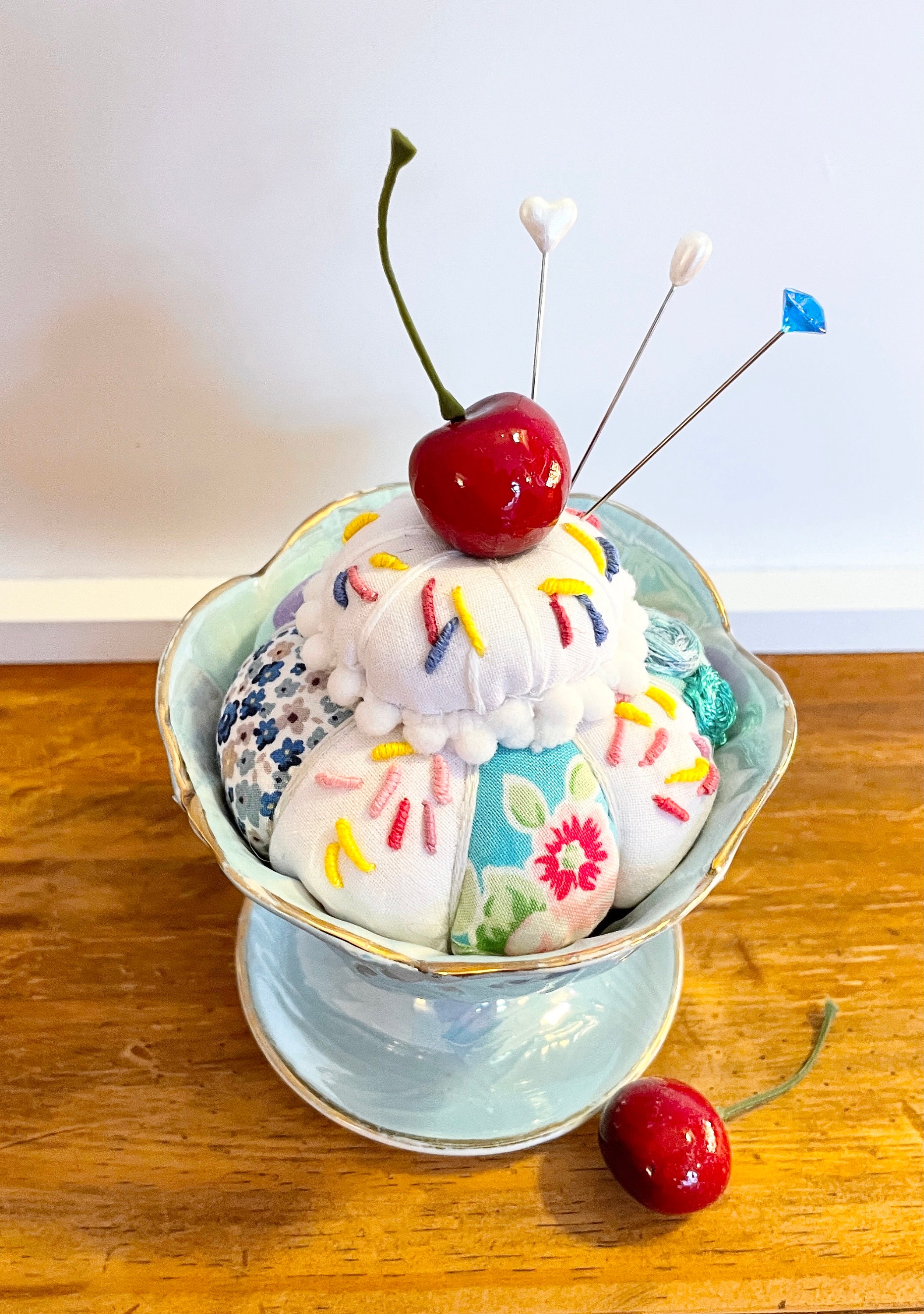 Novelty Pin Cushion Gift Patchwork Cushion Ceramic Lustre Etsy