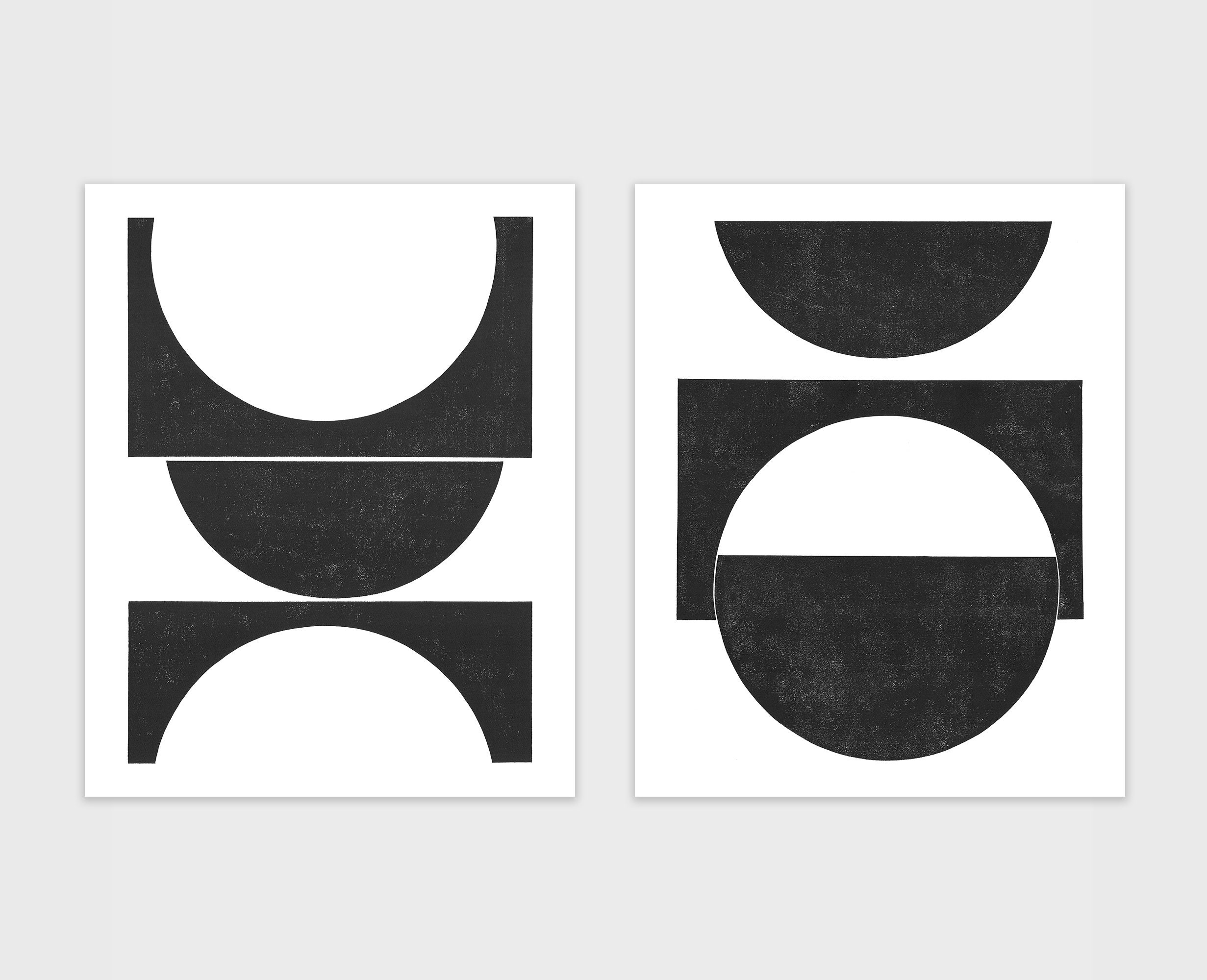 Set of 2 Geometric Art Print ⋅ Digital Gallery Wall Art Set, Interior ...