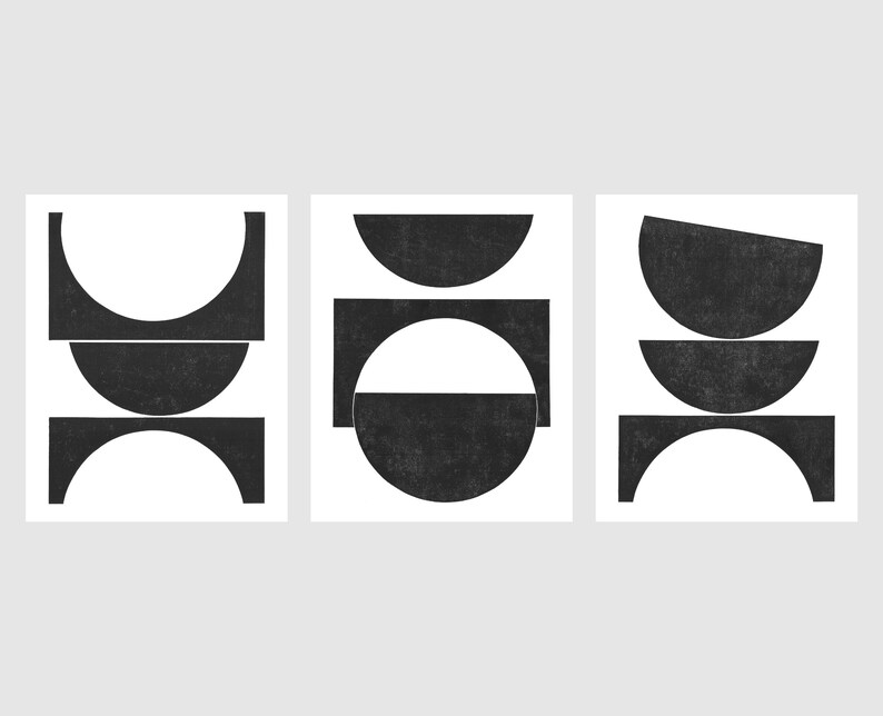 3 Piece Wall Art ⋅ Printable Black and White Wall Art, Mid Century ...