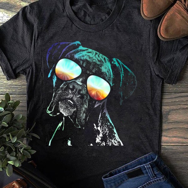 Retro Disco Dog Boxer Dog T-Shirt - Gift - Funny Dog - Boxer Lovers - Father's Day - Boxer Shirt, Funny Boxer