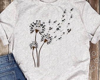 Border Collie Flower Fly Dandelion Border Collie Funny Dog T-Shirt - Gift for Dog Lovers - Funny Dog - Border Collie Lovers - Mother's Day