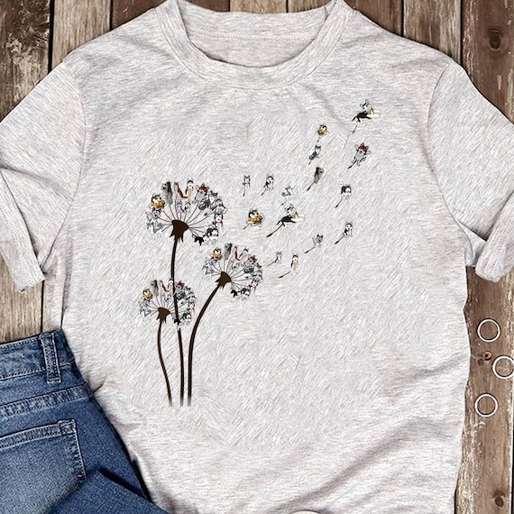 Husky Flower Fly Dandelion Funny Dog Lover for Mom Men Kids T