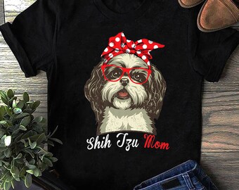 Lustige Shih Tzu Mama für Shih Tzu Hundeliebhaber Premium T-Shirt -Shih Tzu Shirt, I Love Mom Shirt, Shih Tzu Hund Geschenk, Shih Tzu Liebhaber