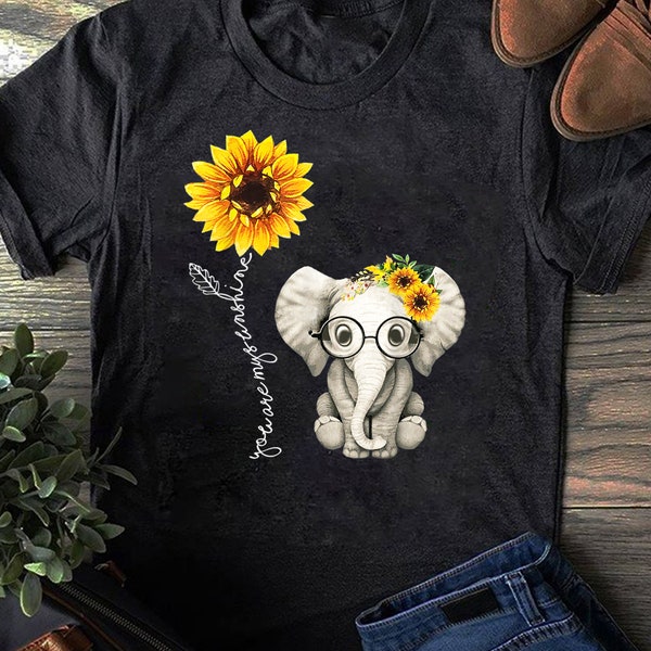 You Are My Sunshine Hippie Sunflower Elephant Gift Friend T-Shirt - Hippie Shirt, Hippie Soul Shirt, Peace Shirt, Hippie.