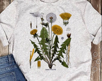 Dandelion Botanical T-shirt Vintage Dandelion Dandelion Shirt