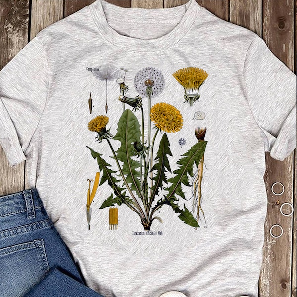 Dandelion Botanical T-Shirt - Vintage Dandelion - Dandelion Shirt