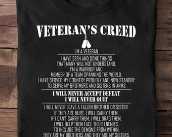 Camiseta del Credo del Veterano: Regalo para veteranos militares