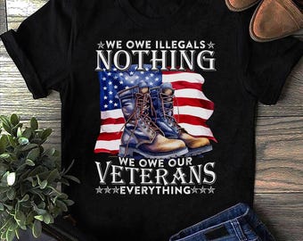 Patriotic Veteran T-Shirt: Military Boots & American Flag