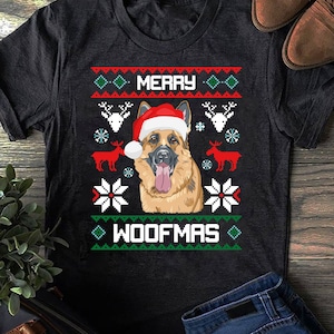 German Shepherd Merry Woofmas Sweatshirt Christmas Dog Gift  - Gift for Dog Lovers - Funny Dog - German Shepherd Lovers - Mother&#39;s Day