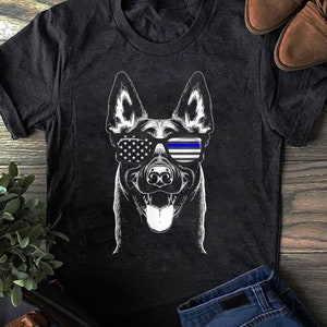 Belgian Malinois K9 Unit Thin Blue Line Flag Police Gift T-Shirt - German Shepherd Dog,German Shepherd Dog Gift, German Shepherd Lover