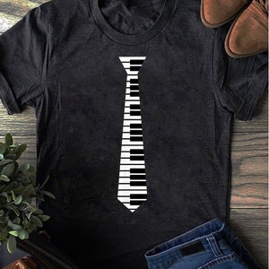 Piano Neck Tie Funny Humorous Keyboard Music Player Fun Gift T-Shirt, Pianist Gift, Piano Player, Gifts For Piano Music Instrument Lover