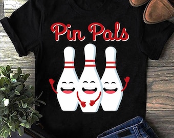 Pin Pals かわいいボウリングシャツ（男女兼用）とボウリングTシャツ - 面白いボウリングシャツ、メンズボウリングシャツ、ボウリング愛好家シャツ