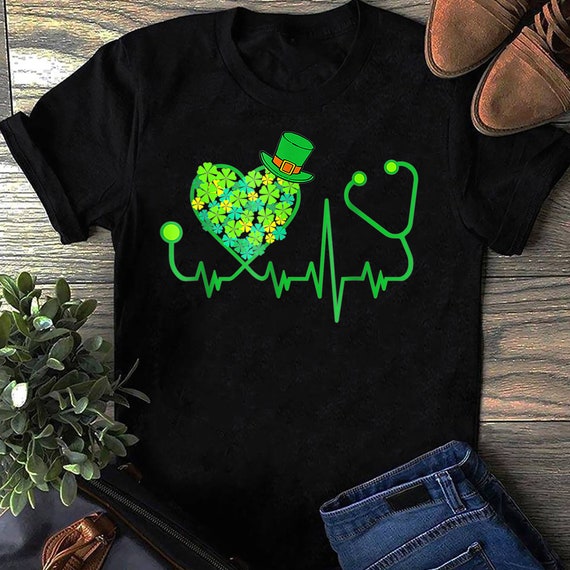 Irish Nurse St Patricks Day Shirt Stethoscope Heartbeat T-Shirt Irish Nurse St Patricks Day Shirt Stethoscope Heartbeat T-Shirt