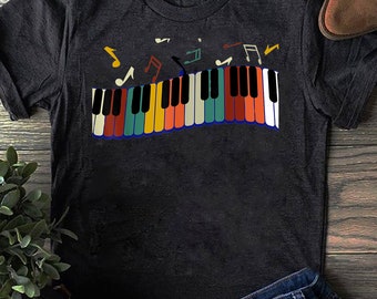Teclado de piano para tocador de piano camiseta-camisa de piano engraçada, presente para amante de piano, camisa para tocador de piano, camiseta para amante de piano, tocador de piano