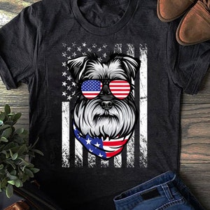 Schnauzer American Flag Patriotic Schnauzer Dog 4th Of July T-Shirt - Gift for Dog Lovers - Funny Dog - Vintage Shirt