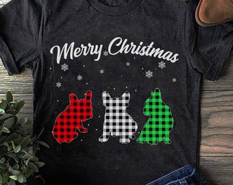 French Bulldog Christmas Pajama T-Shirt: Plaid Frenchie Dog Lover Gift