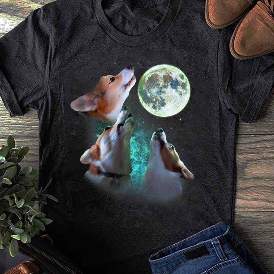 Funny Three Corgi Moon Wolf Parody Gift T-Shirt Lovers Funny Three Corgi Moon Wolf Parody Gift T-Shirt Lovers