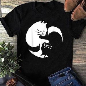 Cat Ying Yang Shirt Spiritual Meditation Yoga Christmas Gift T-Shirt  - Cat Lover Gift, Funny Cat Shirt, Summer Shirt, Cool Cat, Cat Shirt
