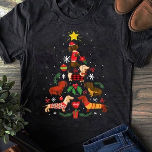 Funny Dachshund Christmas Tree Shirt Ornament Decor, Dachshund Shirt, Funny Gift for Dachshund Lover, Retro Vintage Dachshund, Dachshund Mom
