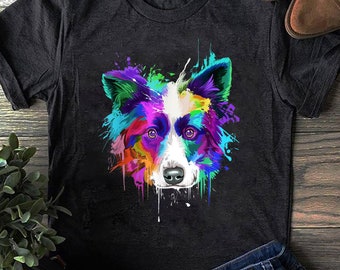 Splash Art Border Collie T-Shirt: Hunde Liebhaber Geschenk