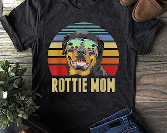 Retro Rottweiler Mama Geschenk Rott Hund Mutter Haustier Rottie Mama T-Shirt - Geschenk für Hundeliebhaber - Lustiger Hund - Vintage Shirt