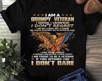Grinig gammal veteran-T-shirt: Jag tjänade, jag offrade