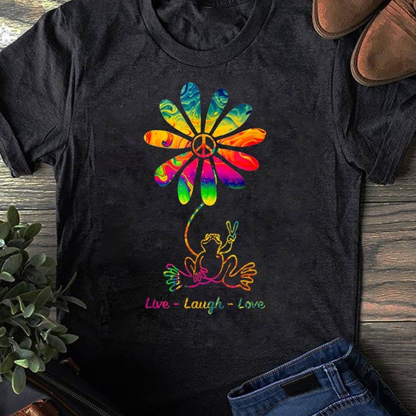 Paz amor rana hippie flor margarita regalo camiseta - camisa hippie, camisa de alma hippie, camisa de paz, hippie.