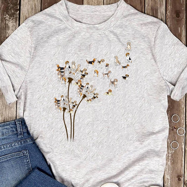 Dandelions Beagle Dog T-Shirt - Flower Women T-Shirt - Beagle Dog, Beagle Dog Gift, Beagle Lover