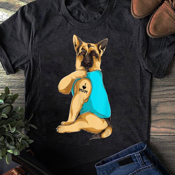 Women Gifts German Shepherd Dog Tattoo I Love Mom T-Shirt Women Gifts German Shepherd Dog Tattoo I Love Mom T-Shirt