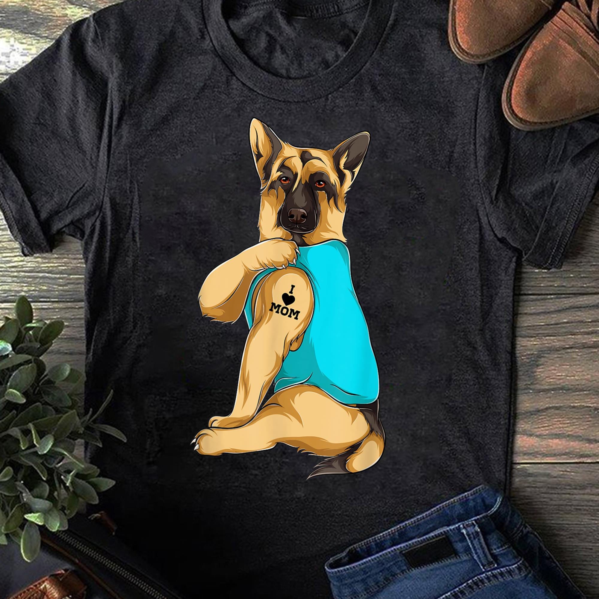 Women Gifts German Shepherd Dog Tattoo I Love Mom T-Shirt Women Gifts German Shepherd Dog Tattoo I Love Mom T-Shirt