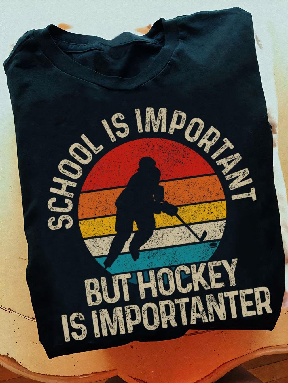 School Is Important But Hockey Is Importanter Funny Gist Hockey T Shirt - Ice Hockey Player - Hockey Lover - Shirt Hockey Player Gift Hockey