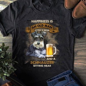 Schnauzer Sitting Near Old Man Gift For You T-Shirt -  Gift for Dog Lovers - Funny Dog - Schnauzer Lovers - Mother's Day - Dog Sweater
