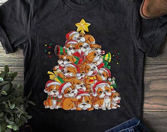 English Bulldog Christmas T-Shirt: Dog Santa Xmas Gift
