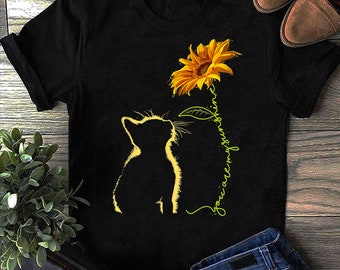Cat You Are My Sunshine T-Shirt Cats Tee Shirt Gifts T-Shirt - Gift for Cat Lovers - Funny Cat Shirt - Sunflower