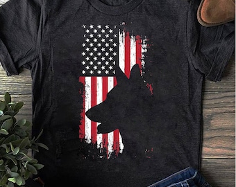 German Shepherd American Flag Shirt USA Patriotic Dog Gift T-Shirt - Dog Mom, Dog Lover Shirt, Dog Lover Gift, Dog Lover, Dog Shirts