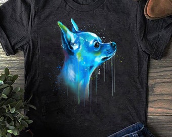 Chihuahua Watercolor Art T-Shirt - Funny Dog Mom Gift