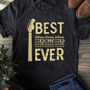 Guitarist Father Best Dad Ever D A D Chord Gifts Guitar T-Shirt - Funny Guitar Shirts, Guitar Player, Cool Music T-Shirt, Gift For Musician