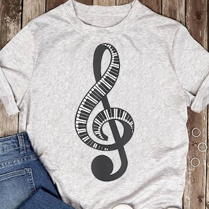Cute Piano Keyboard Treble Clef Music Note Shirt Music - Pianist Gift, Piano Player, Piano Lover, Gifts For Piano Music Instrument Lover