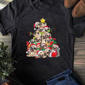 Pug Christmas Tree Dog Santa Xmas Boys Girls Merry Dogmas , Funny Pug Shirt, Dog Mom, Pug, Dog Lover Shirt, Shirt, Pug Shirt, Dog Mama