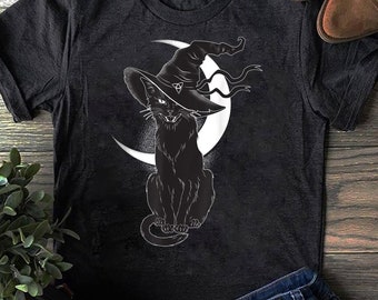 T-shirt zwarte kat heks Halloween: grappig cadeau kattenliefhebber