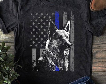 Thin Blue Line Flag K-9 German Shepherd Police Dog Gift Men T-Shirt - German Shepherd Dog Gift, German Shepherd Lover