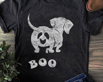 Boo Dachshund Halloween T-Shirt: Spooky Wiener Dog Costume