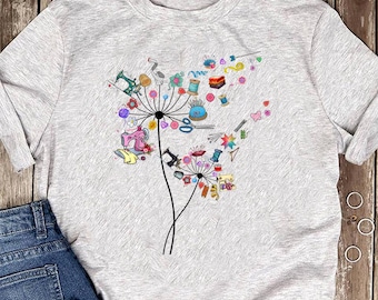 Söt sömnad maskrosblommor quiltning quiltare avloppsvatten t-shirt - rolig quiltningströja, rolig sömnadströja, quiltningsgåva, sömnadsälskare