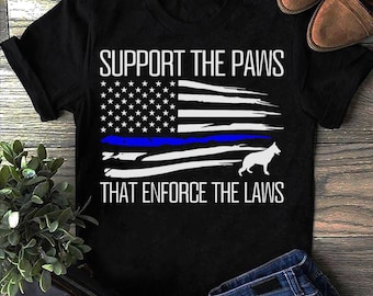 K9 Unit German Shepherd Thin Blue Line T-Shirt - Police Dog Lover Gift