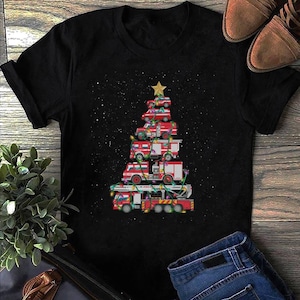 Grappige brandweerman boom brandweerwagen kerst Merry Xmas Sweatshirt - brandweerman cadeau, brandweer shirts, brandweerman, cadeau voor brandweerman