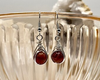 Wire Wrapped Gemstone Earrings