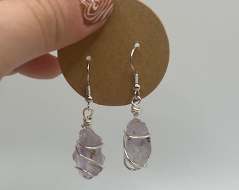 Wire Wrapped Amethyst Earrings